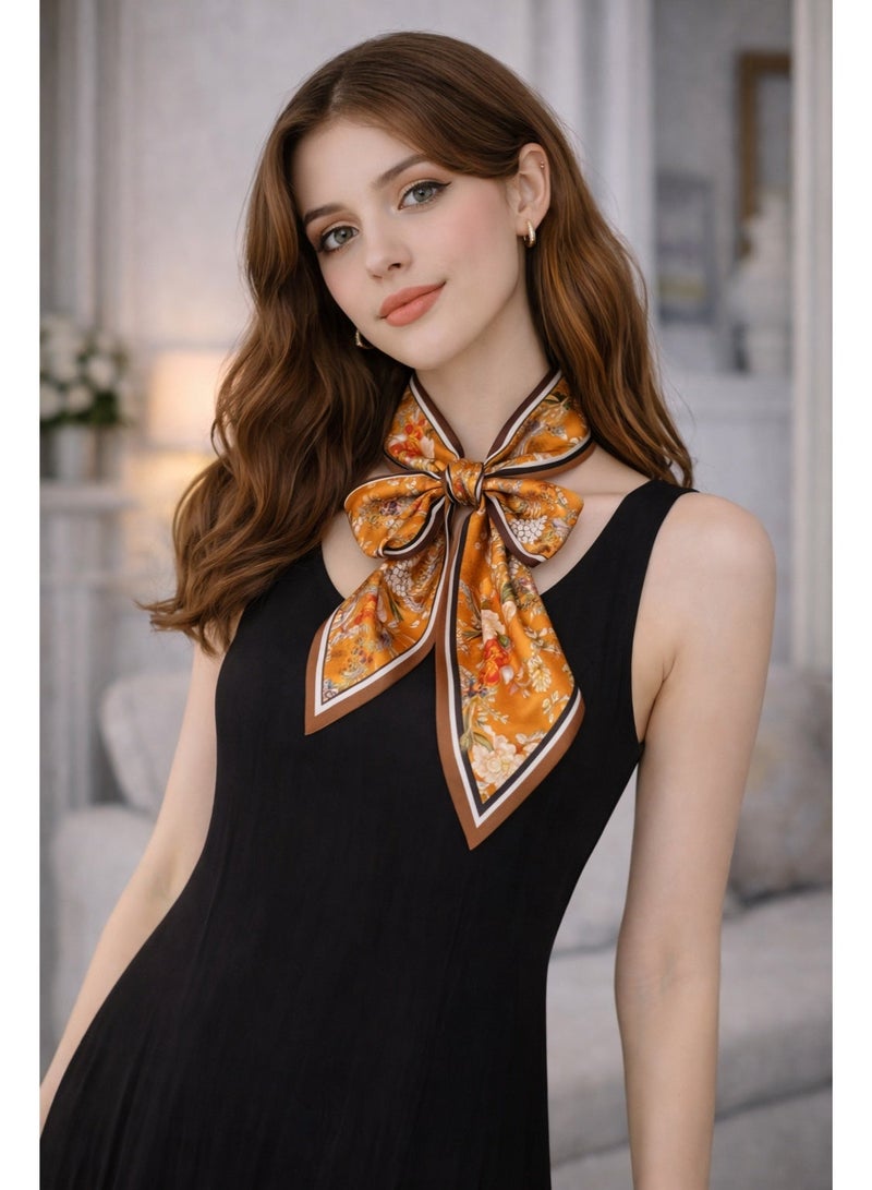 أولودينيز  وشاح حريري صغير للنساء – إكسسوار طويل نحيف بطبعات أنيقة - Image 1